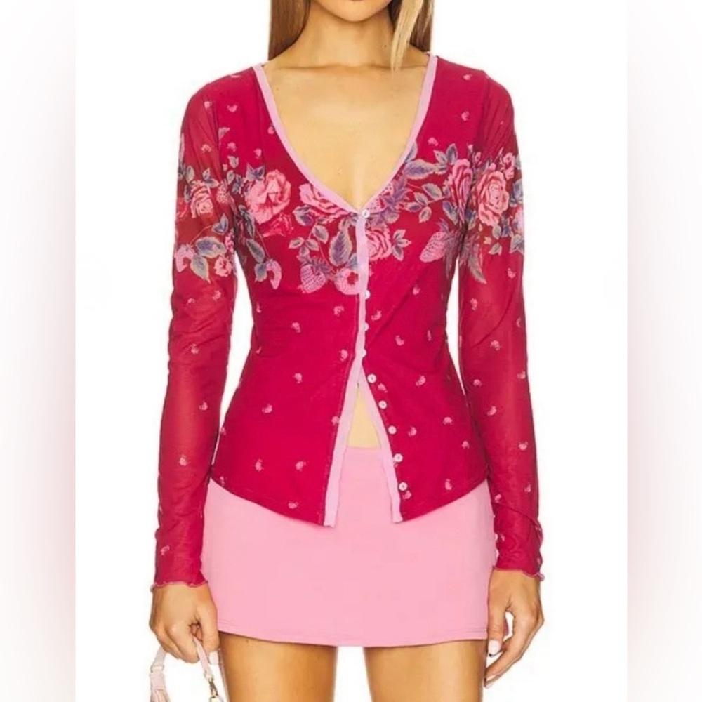 Free People Home Grown Cardi in Magenta Combo X REVOLVE sold out size small
